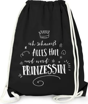 Produktbild von Turnbeutel ich schmeiß alles hin und werd Prinzessin Sprüche Spruch Moonworks® schwarz unisize