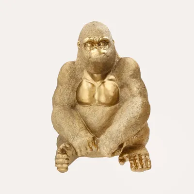 Zdjęcie produktu dla KEYHOMESTORE | Figurka Złotego Goryla z żywicy, 45 x 40 x 58 cm