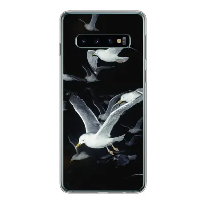 Produktbild von MuchoWow® Handyhülle Schutzhülle Hülle für Samsung Galaxy S10 Vogel - Schwarz - Schwarm Silikon Softcase Handy Hülle - Handytasche