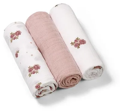Obrázek produktu pro Sada tří mušelinových plen, 100% bavlna, 70 x 70 cm, růžová