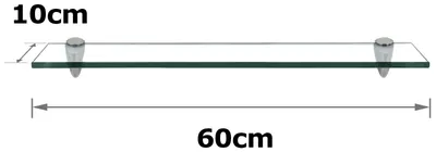 Obrázok produktu pre Vigevee sklenená polička do kúpeľne 60 x 10 cm, číre sklo, nástenná polička do kúpeľne, polička z bezpečnostného skla ESG, montáž na stenu