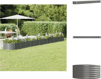 Produktbild von vidaXL Hochbeet Pulverbeschichteter Stahl 512x80x36 cm Grau - Blumentöpfe & Pflanzgefäße