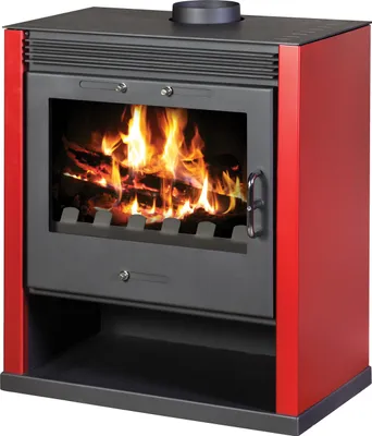 Produktbild von EEK A Kaminofen Victoria Rubin ROT BimSchV stufe 2 mit große Tür und XXL-Brennraum – 13 kW