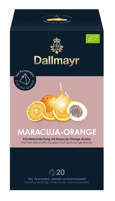 Produktbild von Dallmayr Aromatisierter Früchtetee Maracuja Orange, 20 Pyramidenbeutel