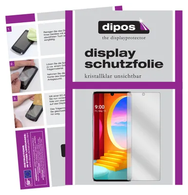 A collage of images showing instructions for applying a screen protector and a product shot of the screen protector on a phone.