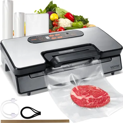 Produktbild von VEVOR Vakuumiergerät 130W Vakuumierer 90Kpa Einschweißgerät 30cm Dichtungslänge Folienschweißgerät für trockene oder feuchte Lebensmittel Inkl. 10x Vakuumbeutel,2x Vakuumbeutelrolle und Schlauch
