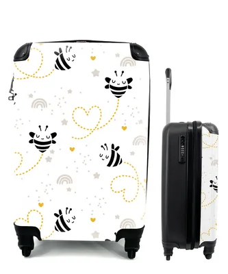 Produktbild von MuchoWow® Koffer Handgepäck Trolley Rollkoffer Kleine Reisekoffer mit 4 Rollen - Muster - Bienen - Regenbogen - Cabin Size < 55x40x23 cm & 55x40x20 cm - Kinderkoffer - Kabinenkoffer - Boardgepäck - Reise-Box - Reisekoffer - Reisegepäck - Koffer mit Bild - Trolley für Kinder