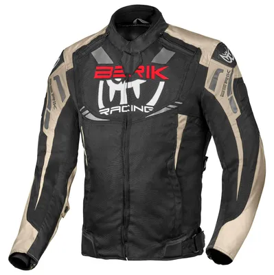 Produktbild von Berik Amras wasserdichte Motorrad Textiljacke, schwarz/khaki/rot, 58