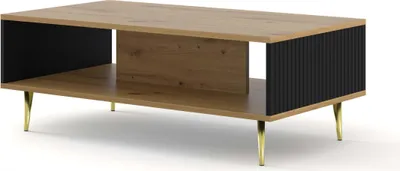 Produktbild von FURNLUX Couchtisch Ravenna B Beige Und Schwarz Und Gold 90cm / Hauptfarbe: Braun / Abmessungen: 90 x 43 x 60 cm