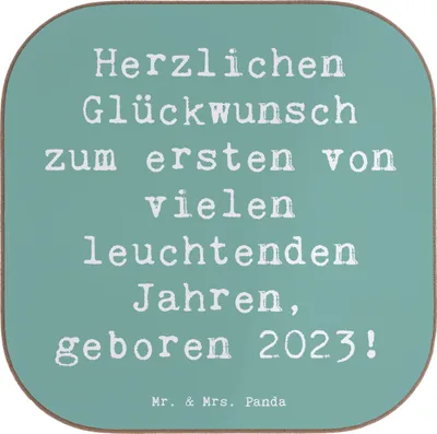 Produktbild von Mr. & Mrs. Panda Holzuntersetzer Spruch 2023 Geburtstag - Meeresbrise - Geschenk, Happy Birthday, Geschenke für, Flaschenuntersetzer, Geburtsjahr, Untersetzer Gläser