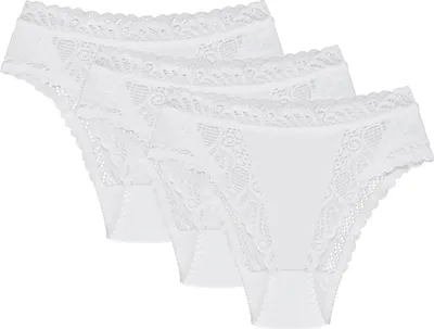 Produktbild von Wolbar Damen Maxi-Slip Mit Hoher Taille 3-er Pack Komfortabel Unterwäsche Spitze WB55, weiß, M