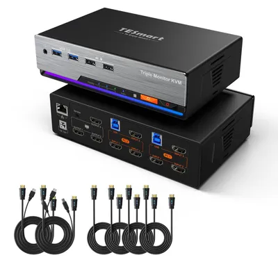 Produktbild von HDMI-KVM-Switch für 3 Monitore, 2 Computer, 4K@60Hz