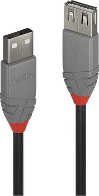 Image de Lindy 0.2m USB 2.0 Type A Extension Cable, Anthra Line