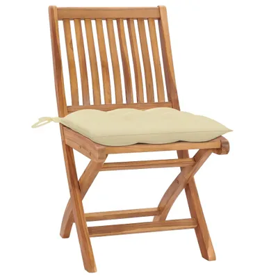 Immagine prodotto di vidaXL Sedie da giardino 2 pezzi con cuscini bianco crema in legno massiccio teak