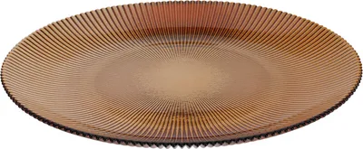A single, flat, round plate with a ribbed texture.