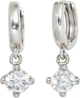 Produktbild von JOBO Creolen 925 Sterling Silber rhodiniert 2 Zirkonia Ohrringe