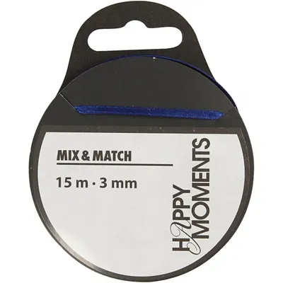 Image de Ruban de satin 3 mm x 15 m bleu foncé