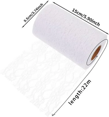 Produktbild von Tagesartikel- Tischläufer Spitze 15 cm breit - Tischdecke Vintage - Tischdekoration Hochzeit - Polyester Spitze - Elegantes Design - 22 m lang