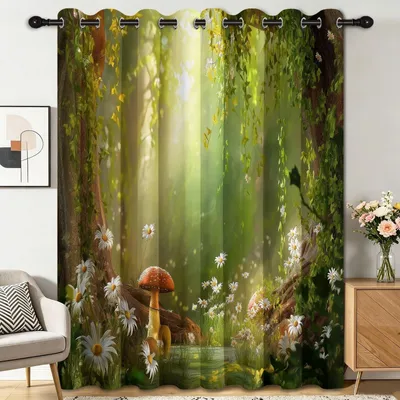 Zdjęcie produktu dla Zasłony zaciemniające z motywem kwiatowym - 117 x 230 cm, 2 sztuki