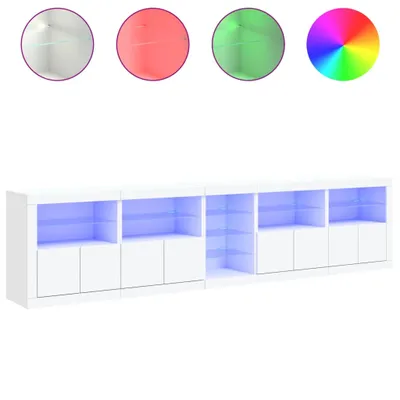 Produktbild von Sideboard mit LED-Leuchten Weiß 283x37x67 cm