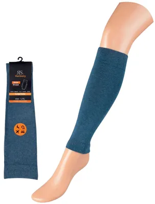 Produktbild von 2 Paar Kompressionsstrümpfe ohne Fuß Stütz-Stulpen Wadenkompression Beinlinge jeans Gr. L/XL