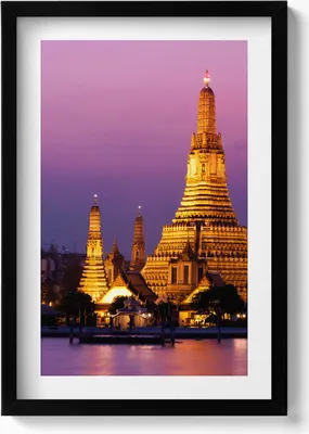 Produktbild von Tempel in Bangkok Thailand– Wandbild mit Rahmen – Gerahmtes Bild  – Wanddekoration – 40x60 cm –  Schwarz
