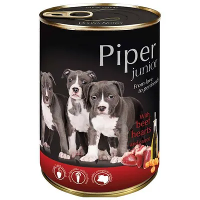 Zdjęcie produktu dla PIPER JUNIOR z sercem wołowym i marchewką, puszka dla szczeniąt 400g