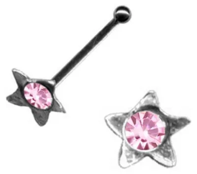 Produktbild von Nasenstecker Stern: Nasenpiercing Silber 925 Pink