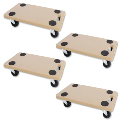 Productafbeelding van Solidchoice - Set van 4 Transportrollen voor Meubels met Rubber Pads