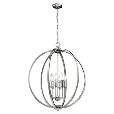 Immagine prodotto di Lampadario Corinne in nichel lucido, 6xE14x60W, metallo, dimensioni: 234,3x62,2x62,2 cm, IP20, Feiss