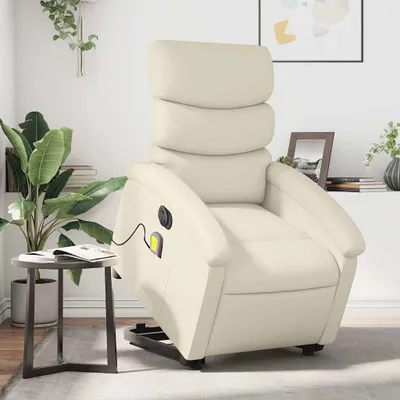 Image de Fauteuil de massage avec releveur électrique Crème Similicuir