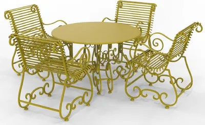 Produktbild von Casa Padrino Jugendstil Schmiedeeisen Gartenmöbel Set - Verschiedene Farben - 1 Runder Gartentisch & 4 Gartenstühle mit Armlehnen - Jugendstil Schmiedeeisen Garten & Terrassen Möbel