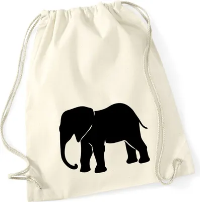 Produktbild von Huuraa Turnbeutel Elefant Silhouette 12 Liter Natural Baumwolle Rucksack Geschenkidee