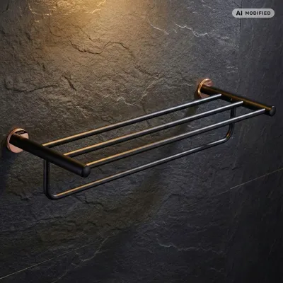 Produktbild von PaulGurkes Bad-Ablage Handtuchregal Matt-Schwarz Rosé-Gold