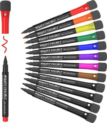 Produktbild von Famanu Magnetische Whiteboard Marker Set - 12 Stück in 9 Farben