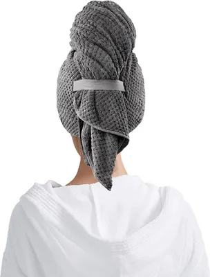 Produktbild von OKWISH Haartuch Turban, Mikrofaser-Haartrocknungshandtuch zum Trocknen der Haare grau