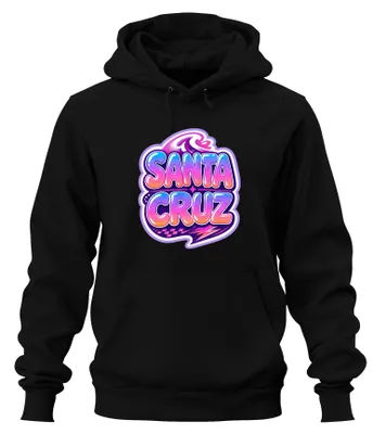 Zdjęcie produktu dla Bluza z kapturem "Santa Cruz California Retro Surfer Wave Neon" w kolorze czarnym, rozmiar S
