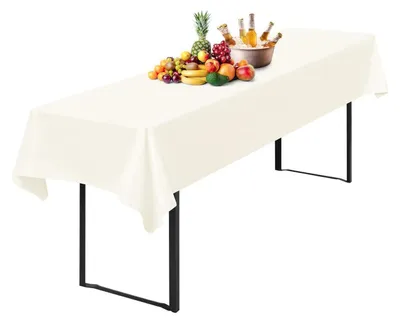 Zdjęcie produktu dla Ścierełka stołowa do namiotu, tkanina Bierzelt, 100x250 cm, kolor kości słoniowej, wodoodporna, poliester, 1 sztuka