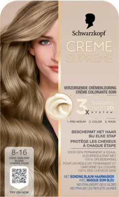 Produktbild von Schwarzkopf - Haarfarbe - Cream Supreme 8-16 - Kühles Aschblond - 245g - 1 Stück