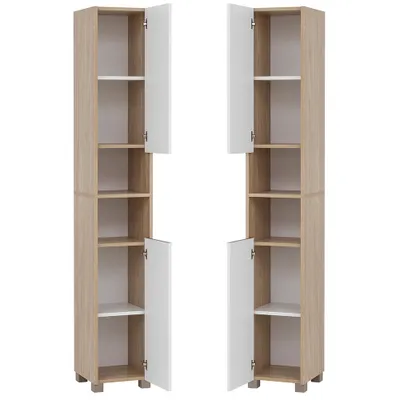Produktbild von Hochschrank 30cm, Eiche mit weiß, JIHLAVA-80