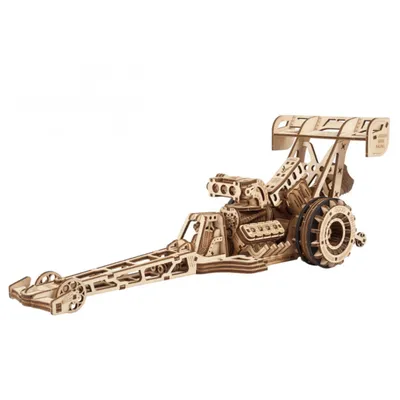 Obrázok produktu pre Ugears 3D drevené mechanické puzzle pretekárske auto (Dragster)