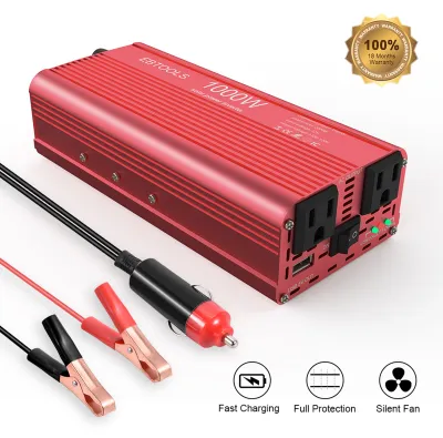 Immagine prodotto di Invertitore per auto EBTOOLS da 1000 W/2000 W, convertitore da 12 V CC a 110 V CA con 2 uscite