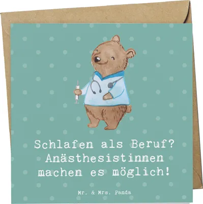 Produktbild von Mr. & Mrs. Panda Grußkarte Anästhesistin Freude - Meeresbrise - Geschenk, handgefertigte Geschenke, Glückwunschkarte, faltkarte, Narkose, kreative, Klappkarte, Beruf
