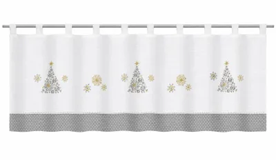 Produktbild von Scheibengardine Schlaufen bestickt Weihnachten HxB 47x140cm Winter Tannenbaum