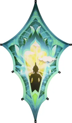 Produktbild von PSYWORK Schwarzlicht Segel Elasthan Drache L "Sacred Church Buddha Green", 2,00x3,75m