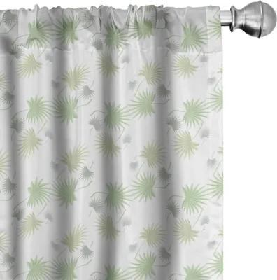 Obrázek produktu pro ABAKUHAUS Botanické závěsy, záclony, sladké pastelové exotické opakování tropických listů, 2 kusy 75 x 175 cm, zelená zelená