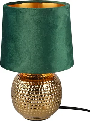 Produktbild von Reality Sophia Tischleuchte E14  ⌀16cm Goldfarbig Samtschirm Grün