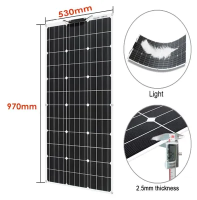 Imagen del producto de Kit de panel solar flexible de 400 W - 12 V, monocristalino, con regulador de carga de 40 A, para caravanas y barcos