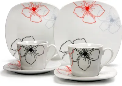 Produktbild von CreaTable Kaffeeservice TROPICAL FLOWERS 18-tlg aus Porzellan