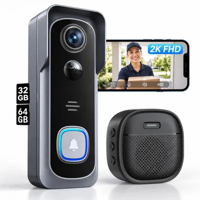 Productafbeelding van Wifi-videodeurbel, slimme deurbel met camera. Deurbelcamera met 32GB of 64GB geheugenkaart